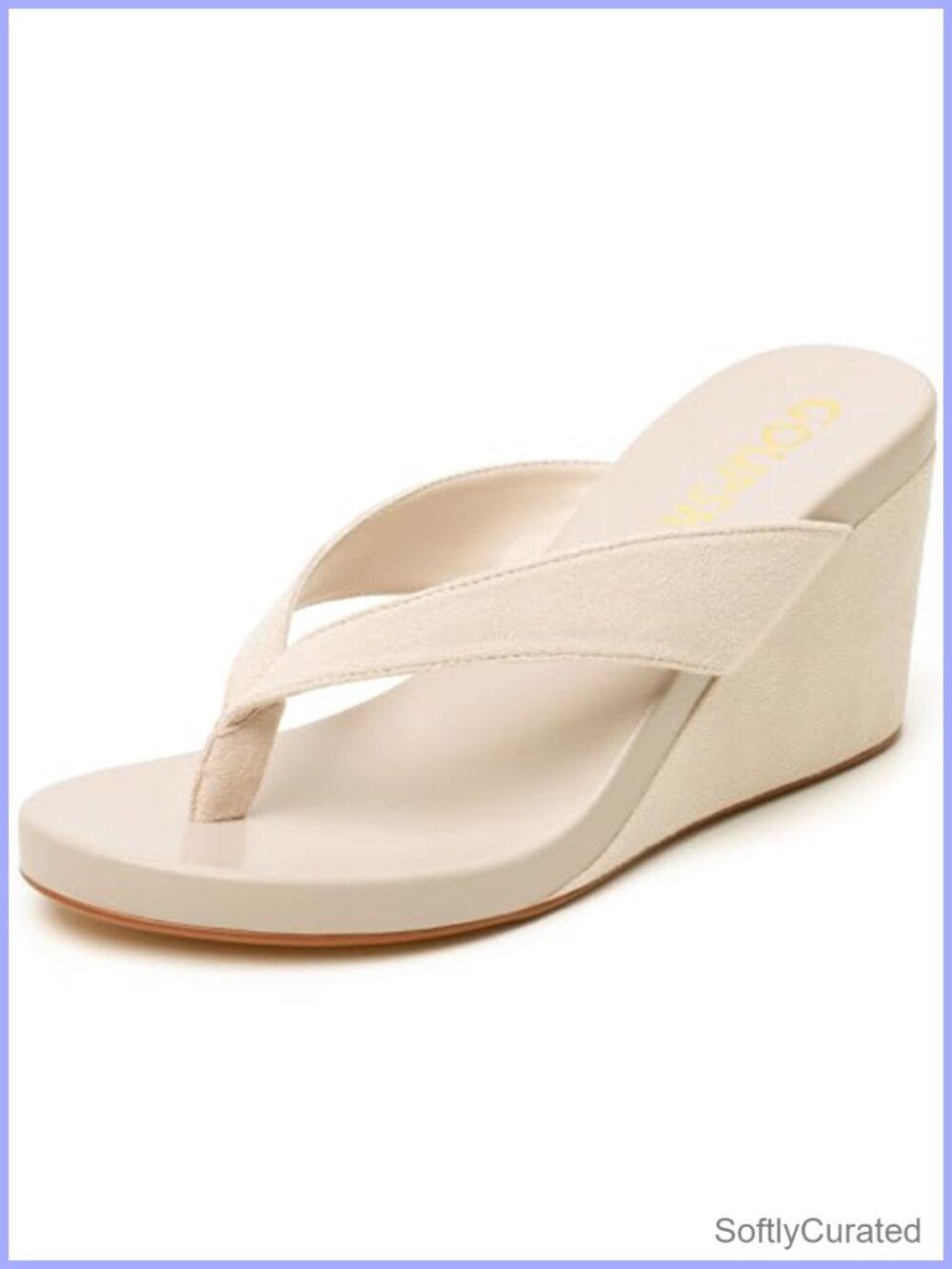 Faux Suede Wedge Flip Flops Open Toe Platform Sandals Slip On Comfortable Wedge